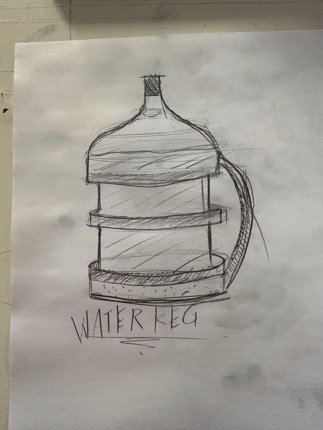 Warm-up sketch of a water keg